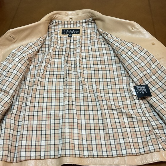 Siena Studio Womens Tan Leather Button Front Jacket Size Medium - Picture 15 of 15